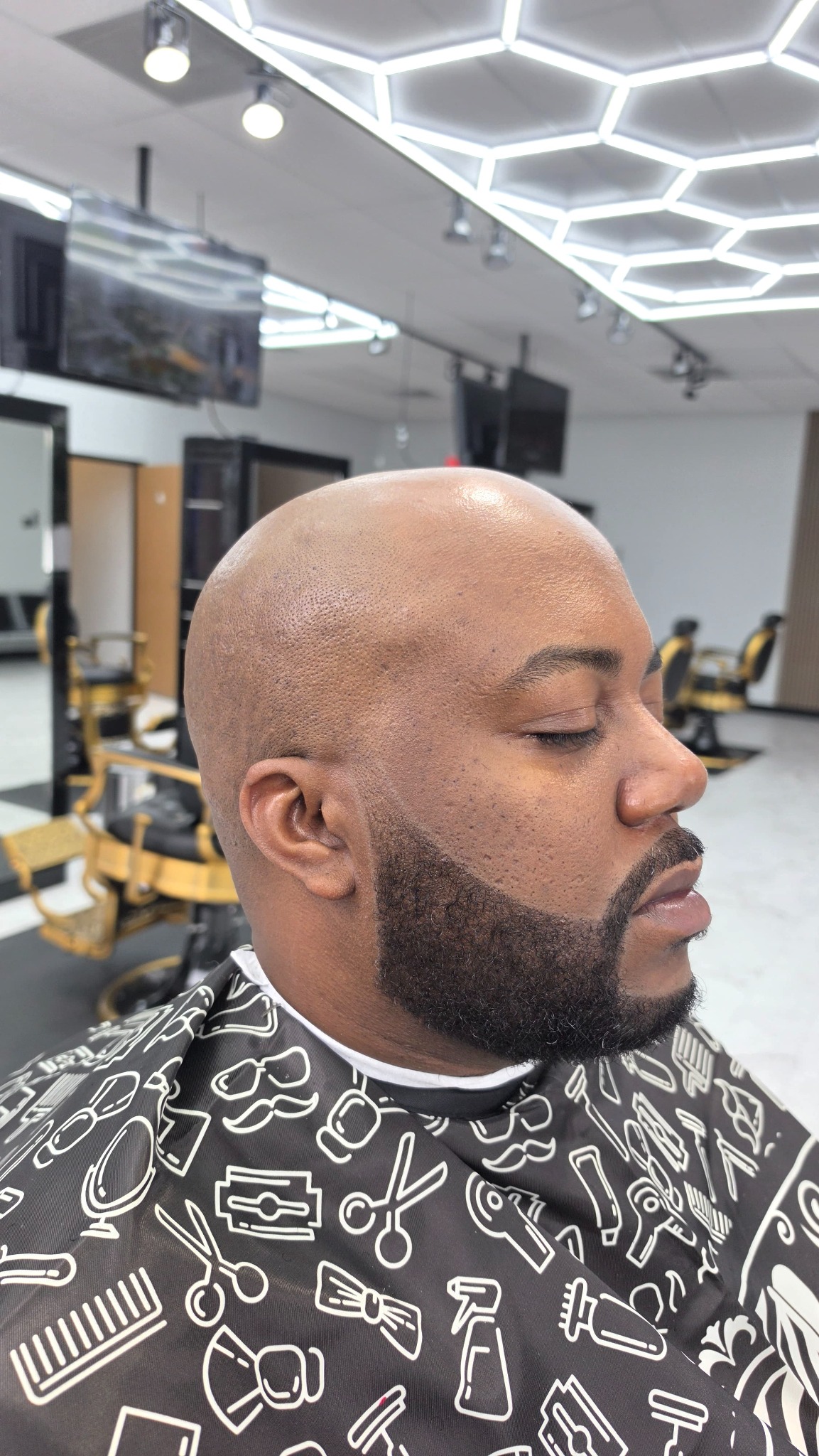 Clean head and shaped beard finish
